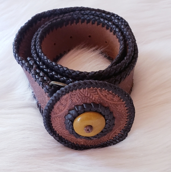 Chicos Genuine Leather Boho Brown India Belt - Picture 2 of 8